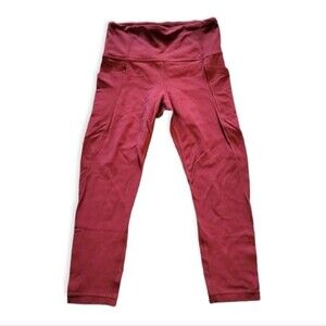 Athleta Maroon Salutation Stash Pocket Capri Leggings Size XS
